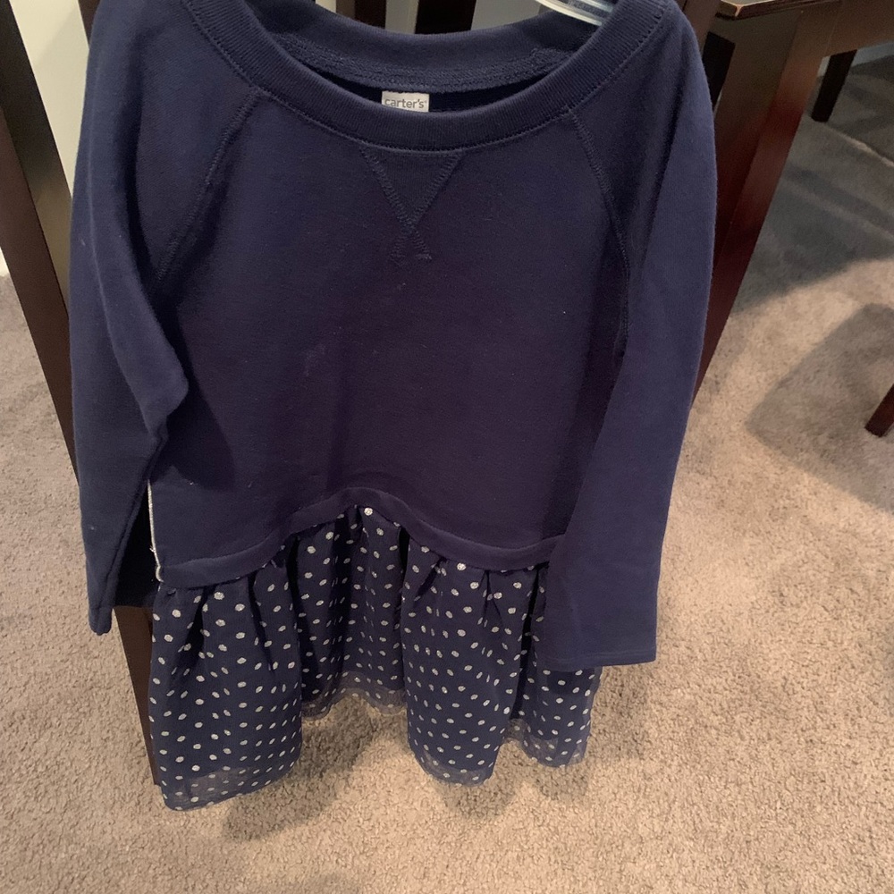 Navy Blue polka dot girls dress